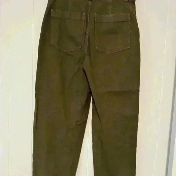 Madewell green camp pants utility cropped elastic waist patch pocket casual. - Picture 2 of 8